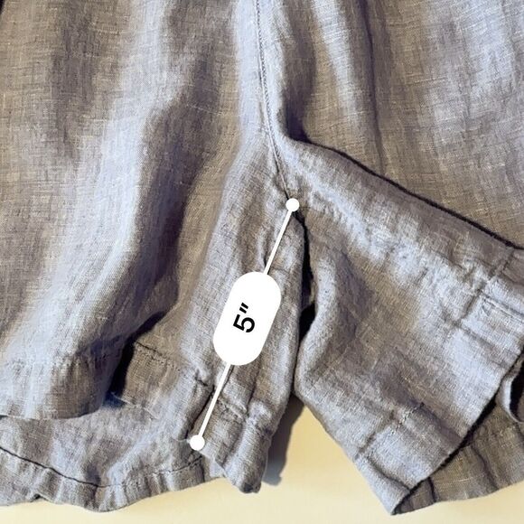 Tahari Blue 100% Linen Shorts Women's Size 1X Drawstring Pockets Breathable - Picture 6 of 6